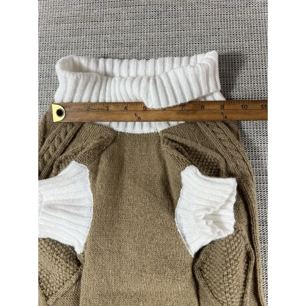 Lorehelina Dog Cable Knit Sweater XXL Brown White Warm Pet Apparel